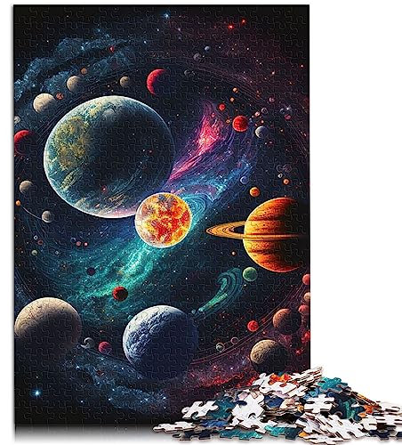 für Erwachsene Puzzles Sonnensystem Neon Puzzles 1000 Teile Erwachsene und Kinder Kartonpuzzles für Erwachsene Geschenke Größe: 26x38cm