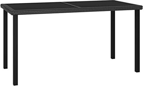 prissent 140x70x73 cm Garten-Esstisch Poly Rattan Schwarz Esstisch Balkontisch Tisch Outdoor Garten Beistelltisch Polyrattan Tisch Ideal für Garten Oder Terrasse Leicht Zu Pflegen Und Zu Reinigen
