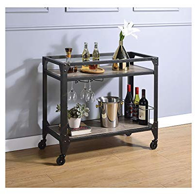 ROLTIN Carrito de Servicio Jorgensen con Isla de Cocina portátil, Roble rústico y carbón