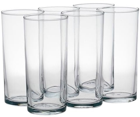 Queensway Home & Dining Set of 6 Clear Glass Tall Water Juice Drinking Highball Tumbler Glasses 200ml