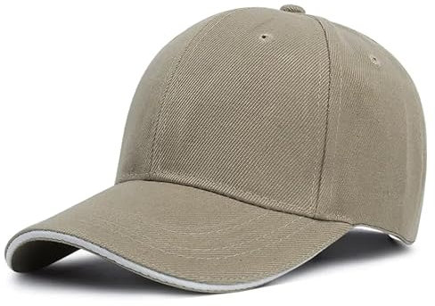 Generisch Baseballkappe für Herren und Damen, Basecap, Kappe, Hüte, verstellbar, einfarbig, Unisex, Einheitsgröße, Sonnenmütze (Baumwolle/Acryl, Khaki/Weiß)