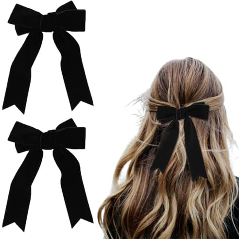 GXGM Confezione da 2 Fermagli per Capelli con Fiocco, Fermagli per Capelli francesi per Donna, Fermagli per Capelli con Fiocco in Velluto, Eleganti Accessori per Capelli per Ragazze e Bambini