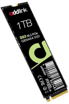 Addlink S93 1TB PCIe 4.0 M.2 Gen 4 Memory Expansion SSD, Up to 7200 MB/s, Internal Solid State Drive with HMB Technology for Laptop, Gaming and Creators