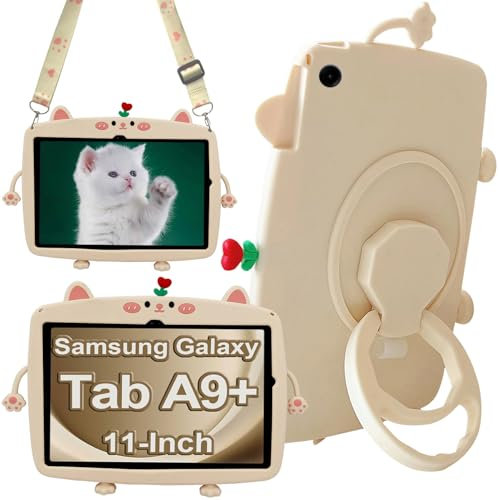 A-BEAUTY Funda Compatible con Samsung Galaxy Tab A9+/A9 Plus de 11 Pulgadas 2023, Bonita Funda para Niños con Soporte Giratorio de 360 Grados, Soporte para Bolígrafo, Correa para el Hombro