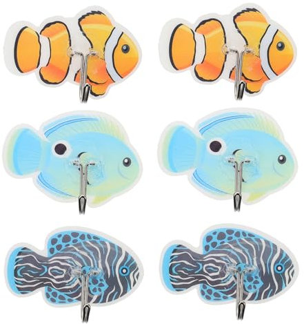 Milisten Selbstklebender Wandhaken Fischform 6Er Set Marine Fisch Haken Aus Kunststoff Kompakte Aufhänger Für Küche Bad Und Kinderzimmer Dekorativer Mehrzweckhaken Für Wohnkultur