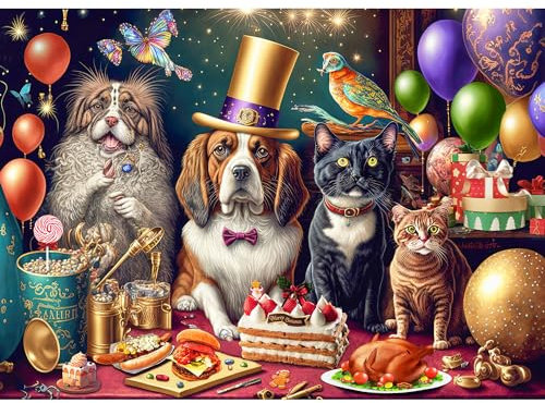 HUADADA 1000 Piece Jigsaw Puzzles for Adults Pet Family-Jigsaw Puzzles for Adults 1000 Piece Educational Games Home Decoration Puzzle