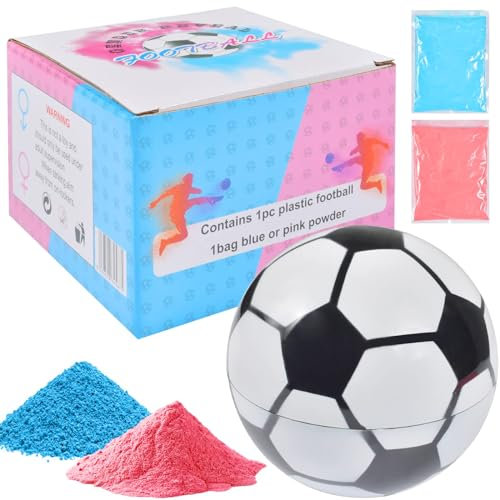 AUEJACKY Gender Reveal Fußballball mit Pulver, Baby Geschlecht Verkünden, Gender Reveal Party Supplies,Geschlechtsoffenbaren Fußball, Fußball Baby Shower Mädchen oder Jungen