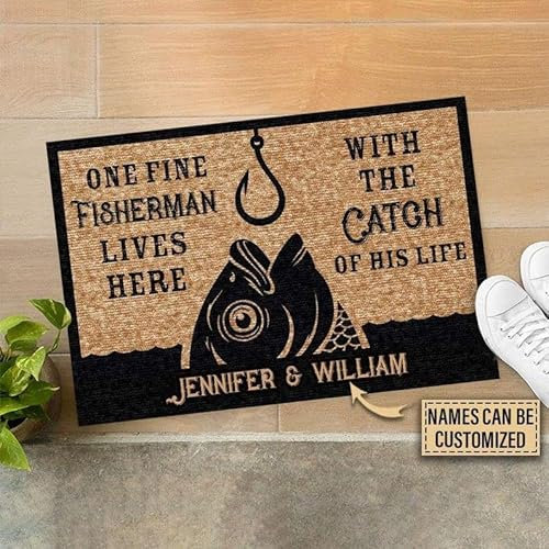 MIAOMANSENSTORE Door mat indoor Personalized Fishing One Fine Fisherman Customized Doormat, Fishing Home Doormat Home Decor, TTha-6631