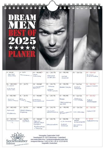 Sexy Dream Men Kalender für 2025 DIN A4 Erotik Männer Mann - Seelenzauber