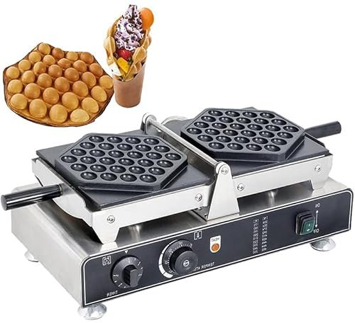 HLGKBY 1600W Commercial Egg Waffle Maker, Bubble Waffle Maker W/non-stick Teflon Coating, 50-300°C Omelette Maker, Left And Right Flanging Egg Waffle Machine, For Home Use Snack Shop Or Cafe