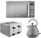 Tower Sera 1.7L 3KW Pyramid Kettle, 4 Slice Toaster & T24039GRY Renaissance 20L 800W Microwave. Contemporary Design Kettle, Toaster & Microwave Set in Grey