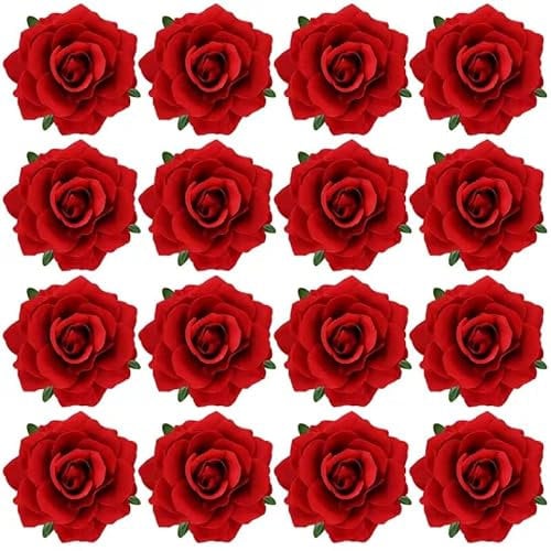 Cinaci 16 Pieces Flamenco Dancer Mexican Wine Red Rose Flower Alligator Hair Clips Barrettes Brooches Prom Party Wedding Bridal Hair Pins Accessories for Women Girls