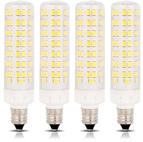 Simba Lighting LED T6 8W Mini-Candelabra JD Light Bulb E11, 6000K, 4 Pack