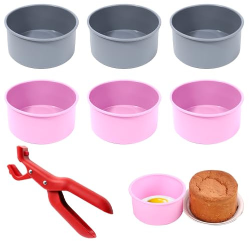 VEGCOO 6 Pcs Air Fryer Egg Poacher, 4 Inch Air Fryer Non-stick Silicone Mold with Anti-scalding Bowl Holder, Reusable Baking Mold Air Fryer Accessories for Air Fryer, Microwave, Oven