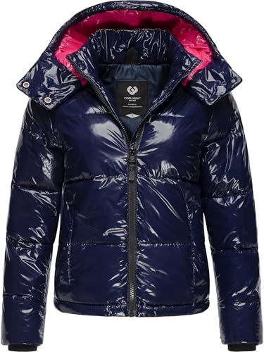Ragwear Shiny Damen Winterjacke warm aus glänzendem Material mit (Abnehmbarer) Kapuze Roobie YOUMODO XS-3XL