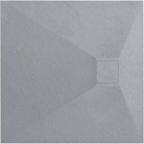 Rea Receveur de douche Magnum Gris 90x90 cm Receveur de douche en composite SMC pour salle de bain Bonde de douche incluse (Gris)