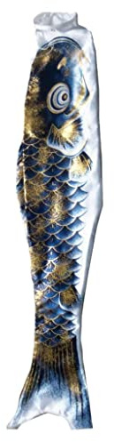 Pleayietoopiatiey Japanischer Windsack Karpfen Flagge Garten Koi Nobori Segelfisch 70cm Golden Schwarz