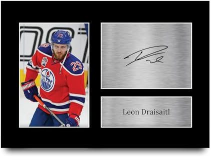 HWC Trading Leon Draisaitl Edmonton Oilers Geschenke Gedrucktes Signiertes Autogramm Foto für Eishockey Anhänger and Fans - A4