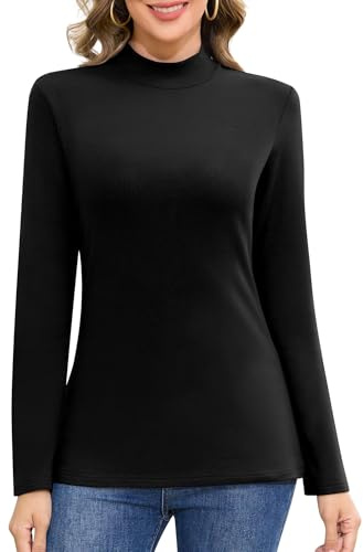 Jiuday Thermo Oberteil Damen Thermoshirt Langarm Basic Winter Elegant Slim Fit Fleece Pullover