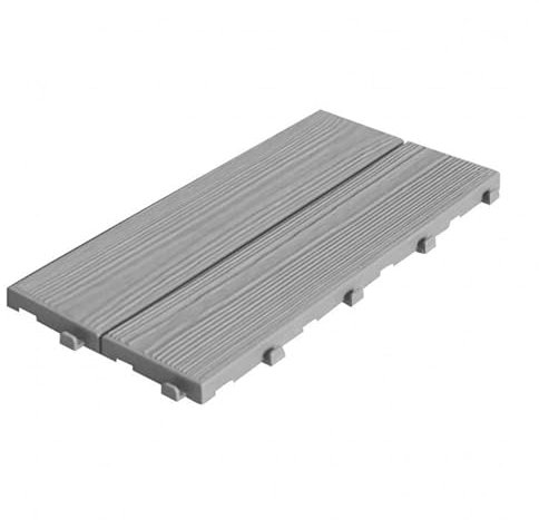 Piastrelle autobloccanti in Plastica con Finitura ad Effetto Legno 37,7 x 18,6 cm. PEZZI 14 Colore grigio