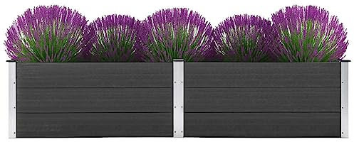 Somanki Garten-Hochbeet 250 x 100 x 54 cm WPC Grau, Palettenrahmen, Hochteich, Gemüsebeet, Kräuterregal Balkon, Blumenbeet, Kräuterspirale, Tomatenbeet, Pflanzhochbeet - 49059