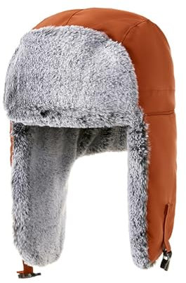 Hearda Trappermütze für Herren und Damen, Wintermütze mit Ohrenklappen Unisex Warme Schneedichte Fliegermütze Winddichte, für Outdoor Skifahren, Schlittschuhlaufen (56-60cm,2365 Orange)