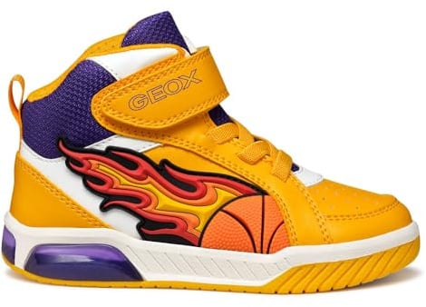 Geox Boys J Inek Boy Sneaker, Yellow Purple, 10 UK