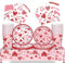 69 pezzi decorazioni per la tavola per San Valentino con cuore rosso amore San Valentino, piatti di carta da 17,8 cm 22,9 cm, tovaglioli per compleanno festa della mamma e festa di nozze