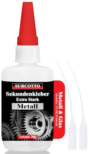 Colla istantanea in metallo extra forte, 30 g, colla per metallo Surcotto, extra forte, impermeabile, resistente al calore, liquida, trasparente, per incollare metalli di tutti i tipi