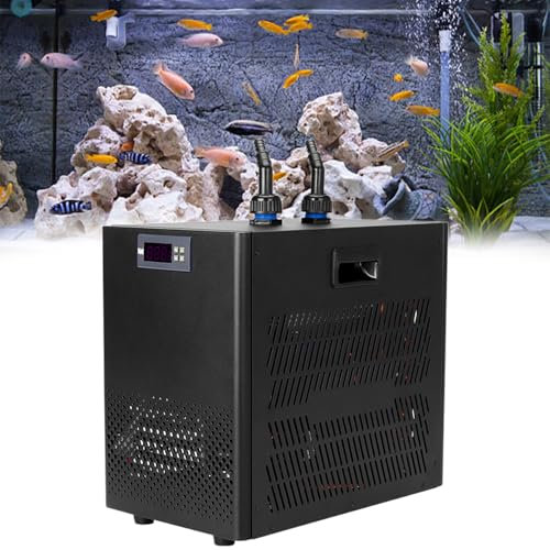 GESAIDES Aquarium-Kühler, Wasserkühler für Kaltwassertauchgang, Geräuscharmes Design, Fischtank-Kühler für Hydrokultur, Korallenriff, Süß- und Salzwassertank,60L