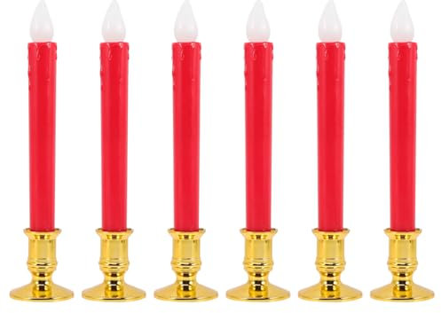 Uonlytech 6 Piezas De Velas Electrónicas De Palo Largo Bombillas Regulables Parpadeantes Velas Eléctricas Sin Lámpara A Granel Quema Linterna Extra Vela Linterna Sin
