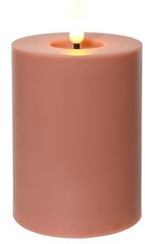 LED Kerze mit Timer 7x12cm - Indoor & Outdoor - Kunstkerze mit 6 Stunden Timerfunktion - Flammenlose Kerzen als Outdoorkerzen Tischkerzen Dekokerzen Stumpenkerzen - Braun Warmweiß