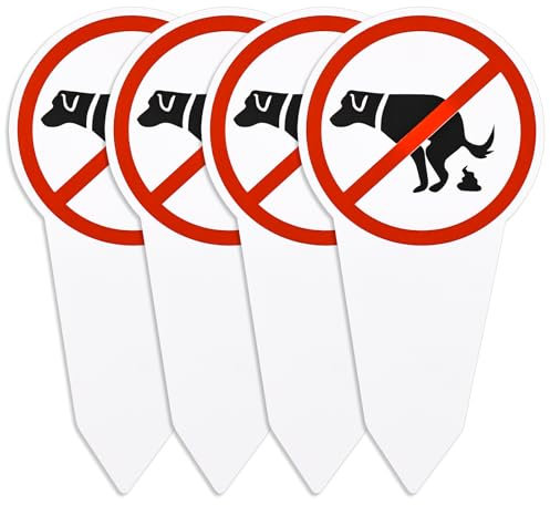 Lot de 4 panneaux à emboîter - 30 x 15 cm - 3 mm - Imprimé des deux côtés - Motif interdiction de chiens - Pour chemins propres, pelouse, parc, aire de jeux