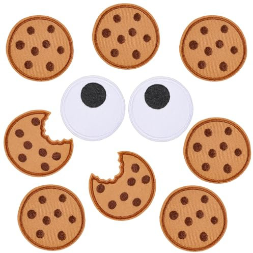 10 Stück Keks Aufnäher, Cookie Patches für Kleidung, Niedliches Eisen auf Aufklebern geeignet für Haarring T-Shirt Kleid Hut Hosen Schuhe Vorhang, DIY Patches für Jeans Hüte Shirts Jacken