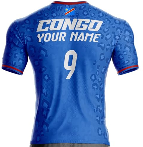 UNITIF Kongo-Fußballtrikot RDC-441 Kongolesische Flagge (DE/NL/SE/PL, Alphanumerisch, L, Regular, Regular, + Personalisierung)