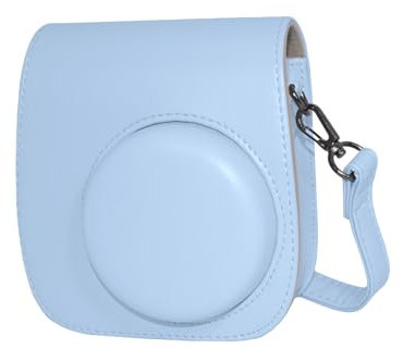 Aisnyho Instant Camera Case for Fuji Instax Mini 12 11 9 8,PU Leather Protective Case Storage Cover with Shoulder Strap (Pastel Blue)