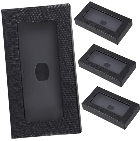 Modische Herren Fliegen Verpackungsbox 4 Stück Schwarz mit Sichtfenster | Schlangenmuster Design, Papier und Pvc, für Partys, Schützt Krawatten Stilvoll, Gebäckkarton mit Sichtfenster