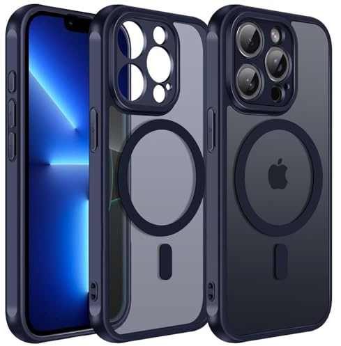 Verco Schutzhülle für iPhone 13 Pro Max Hülle, Magnetisch für iPhone 13 Pro Max Handyhülle Matt Stoßfest kompatibel mit Magsafe Zubehör Dünn Case Cover, Blau