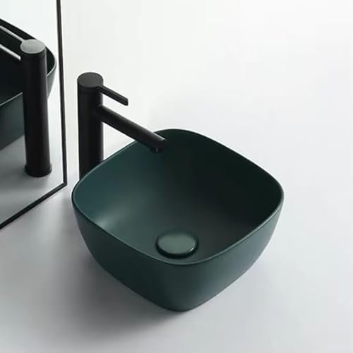 Lavabo De Cerámica Pequeño For Baño Sobre Encimera, Ideal For El Hogar, Sobre La Lavadora O For Balcón.(Verde)