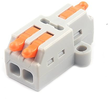JOYELEC 1IN-2OUT Electrical Wire Connectors,20PCS D1-2 Quick Crimp Wire Terminal Block 0.08-2.5(4.0) mm²,250V,32A，1 Conductor Lever Nut Compact Splice Connector for DIY Splicing