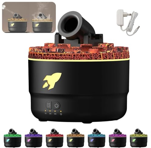 2-in-1 Aroma Diffuser und Luftbefeuchter mit Rauchring-Effekt, 7 Farben LED | Kompatibel mit ätherischen Duftölen, 2 Nebel-Modi, mit Timer-Funktion, ideal für Schlafzimmer Büro Yoga