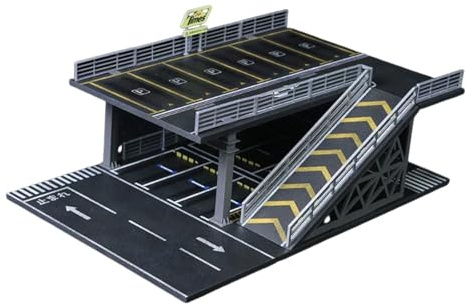 Hellery Garage Car Park 1:64 Maßstabsmodell-Auto-Vitrine, Miniatur-Szenenmodell-Diecast-Autogarage mit realistischen Details für Sammler, Kinder, Rollenspielzeug, Style A