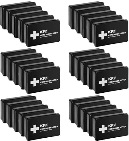 TMS PRO SHOP Sparset: 30 x KFZ-Verbandkasten DIN 13164, schwarz, 2 Jahre haltbar, Art.-Nr. 611548 | Verbandskasten | Notfallkoffer | Erste Hilfe Kasten