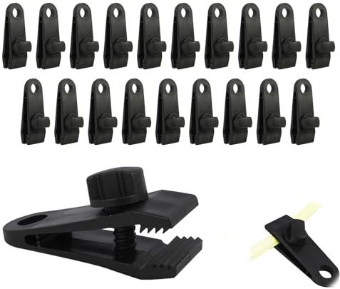 HLziy 20 Clips pour Bâches,Pince pour Bache,Attache Bache Piscine, Clips de Bache Plastique Nylon,Pince Bache Piscine,Auvent Fixation Clips de Tente Réglables pour Bâche,Tente,Auvents