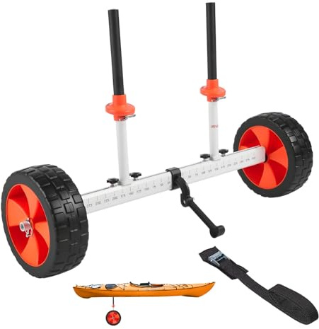 VEVOR Carrello per Kayak, 900 x 580 x 575 mm Carrello per Trasporto Tavole da Surf con Pneumatici in PU Pieno e Cavalletto, Si Monta e Si Smonta in Pochi Secondi, per Paddle Board per Kayak, Canoe