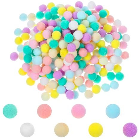 Pom Poms for Crafts, 200 PCS 1.5cm/0.6in Colorful Cute Pompoms for Crafts Portable Small Pom Poms for Making Hobby Supplies DIY Creative Craft Material Handicraft Decorations