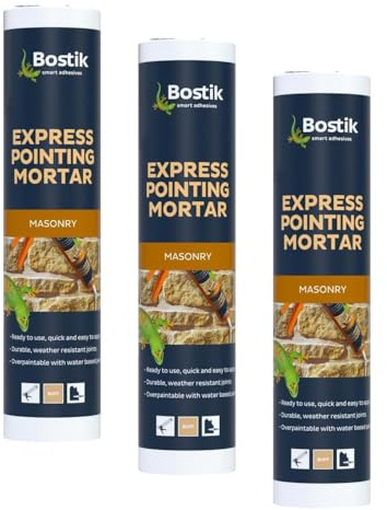 Bostik Express Pointing Mortar Buff - 310ml - Ready-to-Use - Brick & Masonry Joint Repair Sealant - Weather Resistant - Overpaintable (Pack of 3)