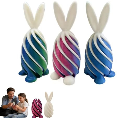 3Stk Easter Spiral Decompression Rabbit Egg,Easter Fidget Toy,Oster-Spiraldekompression Kaninchen-Ei,3D-gedrucktes spiralförmiges Kegel-Hasen-Fidget-Spielzeug,Stress Relief Dekorationen Spielzeug (C)