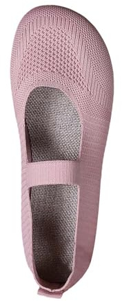 Barfota ballerina platta Mary Jane-skor för kvinnor, minimalistisk, bred tålåda, andningsbar, stickad balettpumps, vardagliga promenadskor för kontorsresor