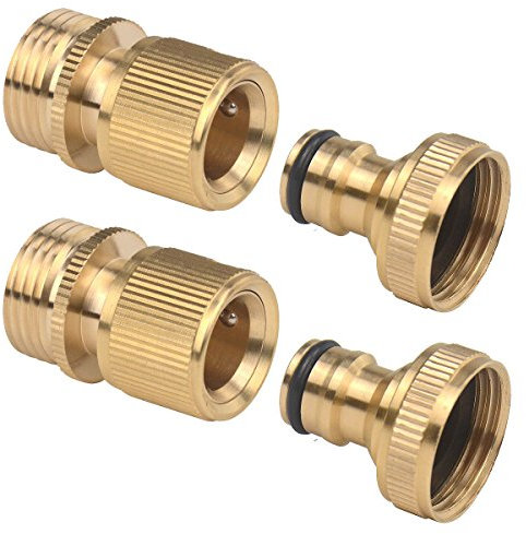 2 Sets Gartenschlauch-Endstücke aus Messing, männlich und weiblich, 3/4 Zoll, Schnellverbinder.